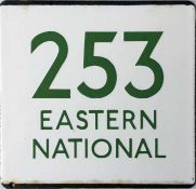 London Transport bus stop enamel E-PLATE for route 253 Eastern National in the green lettering