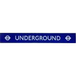 London Underground enamel FRIEZE PANEL "Underground" with a roundel at each end. Measures 65.5" x