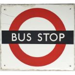 London Transport enamel BUS STOP FLAG (Compulsory version). A single-sided sign in a slightly