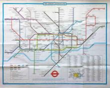 1982 London Underground quad-royal POSTER MAP designed by Paul Garbutt. Shows the first stage of the