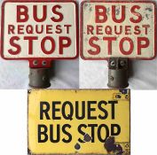 Pair of c1940s/50s BUS STOP FLAGS, the first a double-sided, alloy sign (13" x 10" - 33cm x 26cm),