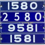 Set of London Underground enamel STOCK-NUMBER PLATES from a 4-car unit of 1962-Tube Stock comprising