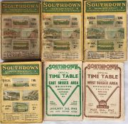 Selection (6) of 1930s/40s Southdown Motor Services TIMETABLE BOOKLETS comprising 17 Oct 1932, 2