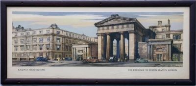 1952 British Railways (London Midland Region) CARRIAGE PRINT 'The Entrance to Euston Station,