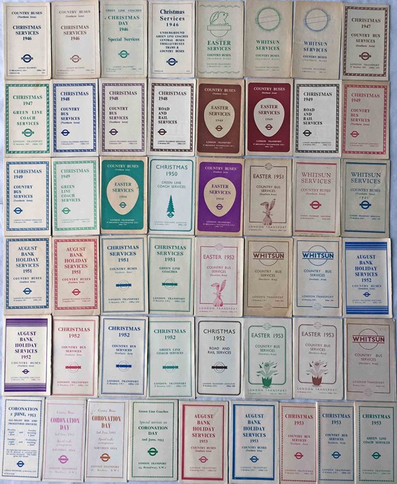 Quantity of 1940s/50s London Transport HOLIDAY TIMETABLE LEAFLETS (Easter, Whitsun, Christmas etc)