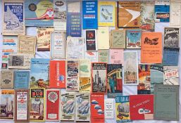 Considerable quantity (49) of 1930s-60s (mainly 1930s-50s) overseas bus & train TIMETABLES, MAPS &