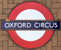London Underground enamel PLATFORM ROUNDEL SIGN from Oxford Circus Station on the Bakerloo,