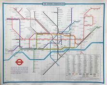 1976 London Underground quad-royal POSTER MAP designed by Paul Garbutt. Shows the Piccadilly