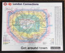 2000 London Underground quad-royal POSTER MAP 'London Connections' showing the Underground, Tramlink