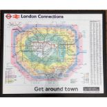 2000 London Underground quad-royal POSTER MAP 'London Connections' showing the Underground, Tramlink