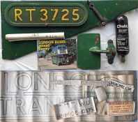 Selection of London Transport/London Country RT bus items comprising BONNET FLEETNUMBER PLATE ex