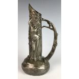 Art Nouveau Pewter Pitcher w/ Nude C. 1890