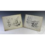 Herbert Samuel "Bert" Thomas (1883-1966), Two pen and ink cartoons on card,