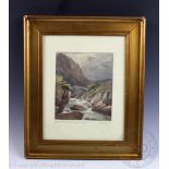 English School - late 19th century, Watercolour, Landscape with river and Snowdon, 20cm x 24.