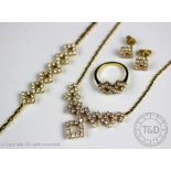 A suite of diamond and 18ct gold set jewellery, by F. R.