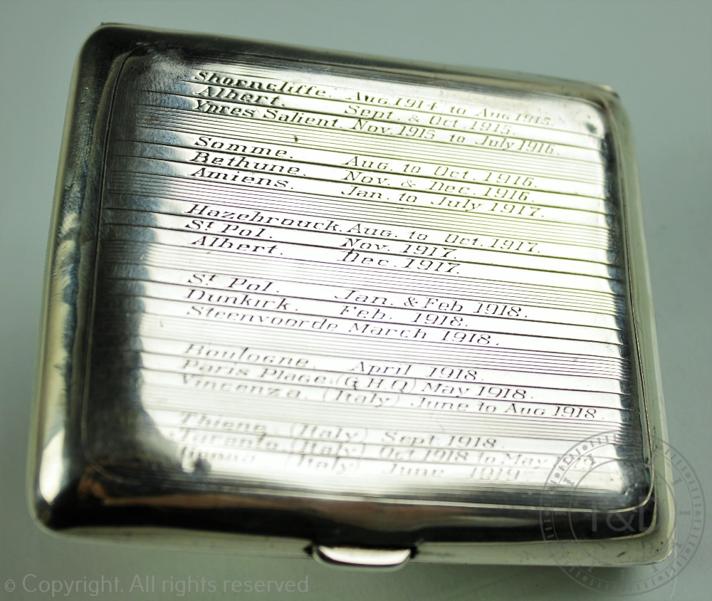 MILITARY INTEREST: A George V silver cigarette case, Cohen & Charles, Chester 1912, - Image 3 of 4