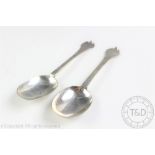 A pair of late 17th century silver trefid pattern spoons, rat tail bowl, unmarked, each 20cm long,