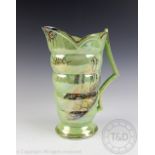 An Art Deco Arthur Wood Royal Bradwell 'Sylvan' lustre jug, 25cm high,