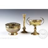 A selection of silver comprising; a silver soliflor vase, B S Ltd, Birmingham,