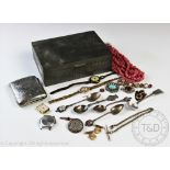 A selection of silver, jewellery and objects of virtue to include a 9ct gold set bar brooch,
