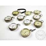 Ten silver cased open face pocket watches,