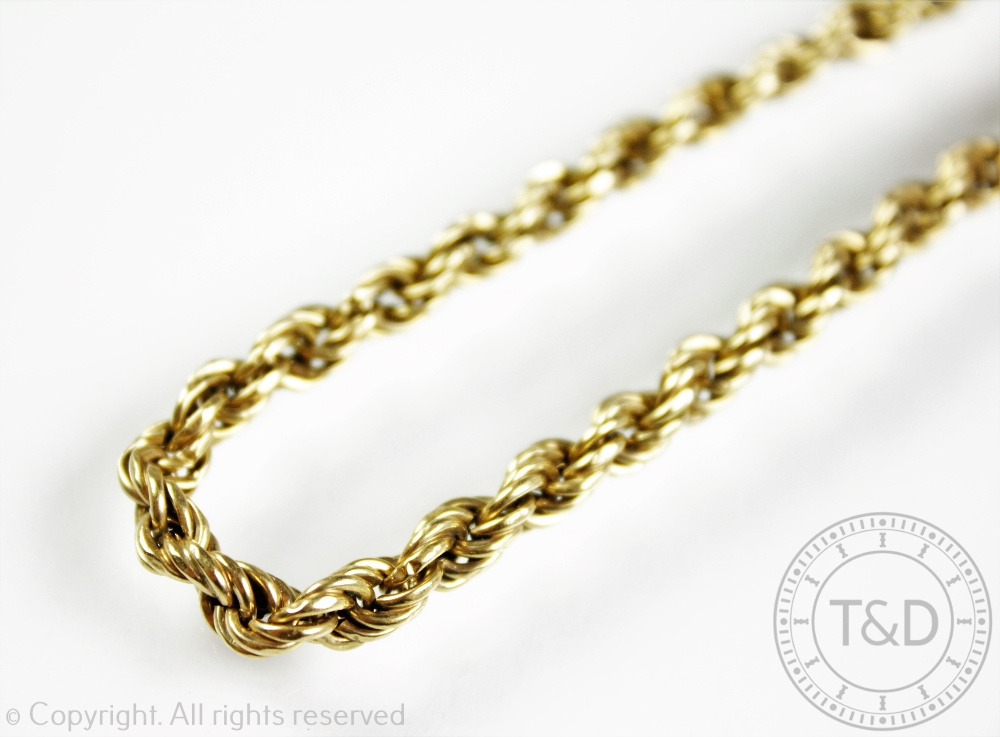 A 9ct yellow gold rope twist bracelet, with attached bolt ring clasp, weight 5.