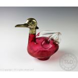 A novelty duck claret jug, early 20th century,