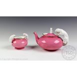 A Spode Copelands China novelty teapot and sugar bowl,