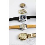 A 9ct gold cased Avia wristwatch with attached gold plated strap,