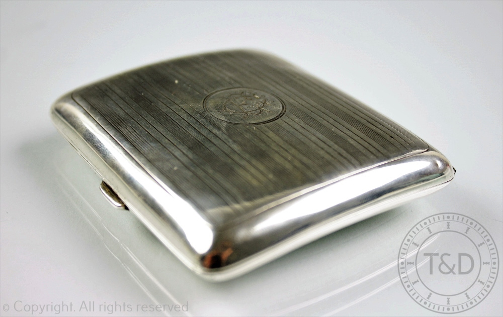 MILITARY INTEREST: A George V silver cigarette case, Cohen & Charles, Chester 1912, - Image 2 of 4