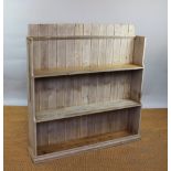 A 19th century pine plate rack, with two shelves,