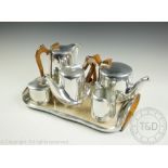 A Picquot ware polished aluminium six piece tea and coffee set including tray (6)