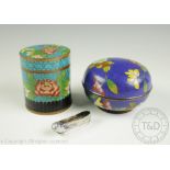 Two Chinese cloisonne boxes and covers, early 20th, each florally decorated, 7.5cm high and 9.