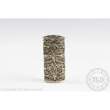 An early 19th century French silver filigree scent bottle case and cover,