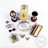 A collection of jewellery, to include; a silver hinged bangle gross weight 57.