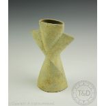 Chris Carter (British b1945) a studio pottery stoneware vase, of twisted form with two shoulders,