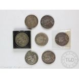 A set of seven George III and Victorian silver crowns