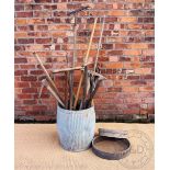 A large collection of vintage garden and workmans tools,