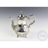 A Victorian silver coffee pot, Goldsmiths Alliance London 1886, the finial modelled as a bird,