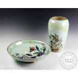 A large Royal Winton Grimwades lustre vase and bowl, each florally decorated,