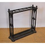 A Coalbrookdale style cast iron six section stick stand,