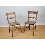 Five Victorian ash and beech country kitchen chairs, with solid seats,