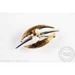A 14ct gold, diamond and untested pearl brooch, import mark for London 1965,