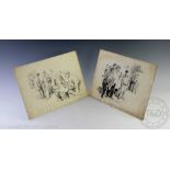 Herbert Samuel "Bert" Thomas (1883-1966), Two pen and ink cartoons on card,