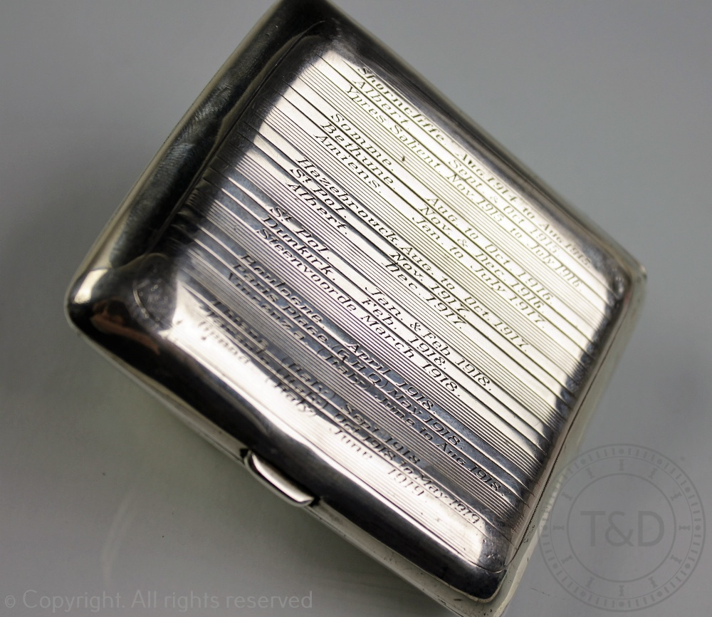 MILITARY INTEREST: A George V silver cigarette case, Cohen & Charles, Chester 1912,