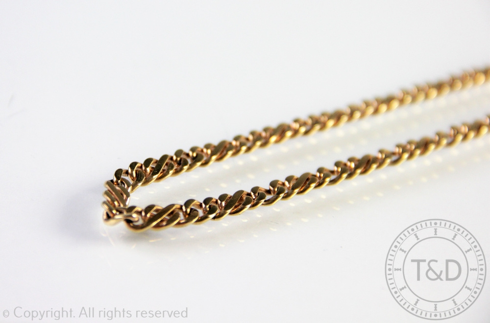A 9ct yellow gold Figaro type fancy link chain, import mark for London 1990, - Image 2 of 3