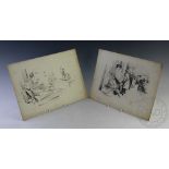 Herbert Samuel "Bert" Thomas (1883-1966), Two pen and ink cartoons on card,