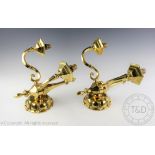 A pair of 19th century style twin branch brass wall lights,