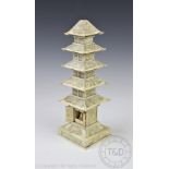 A Japanese ivory pagoda shrine, Meiji period (1868-1912),