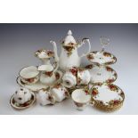 A Royal Albert Old Country Rose coffee set, with a vase,